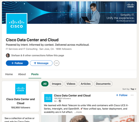 Cisco LinkedIn Showcase Page Example